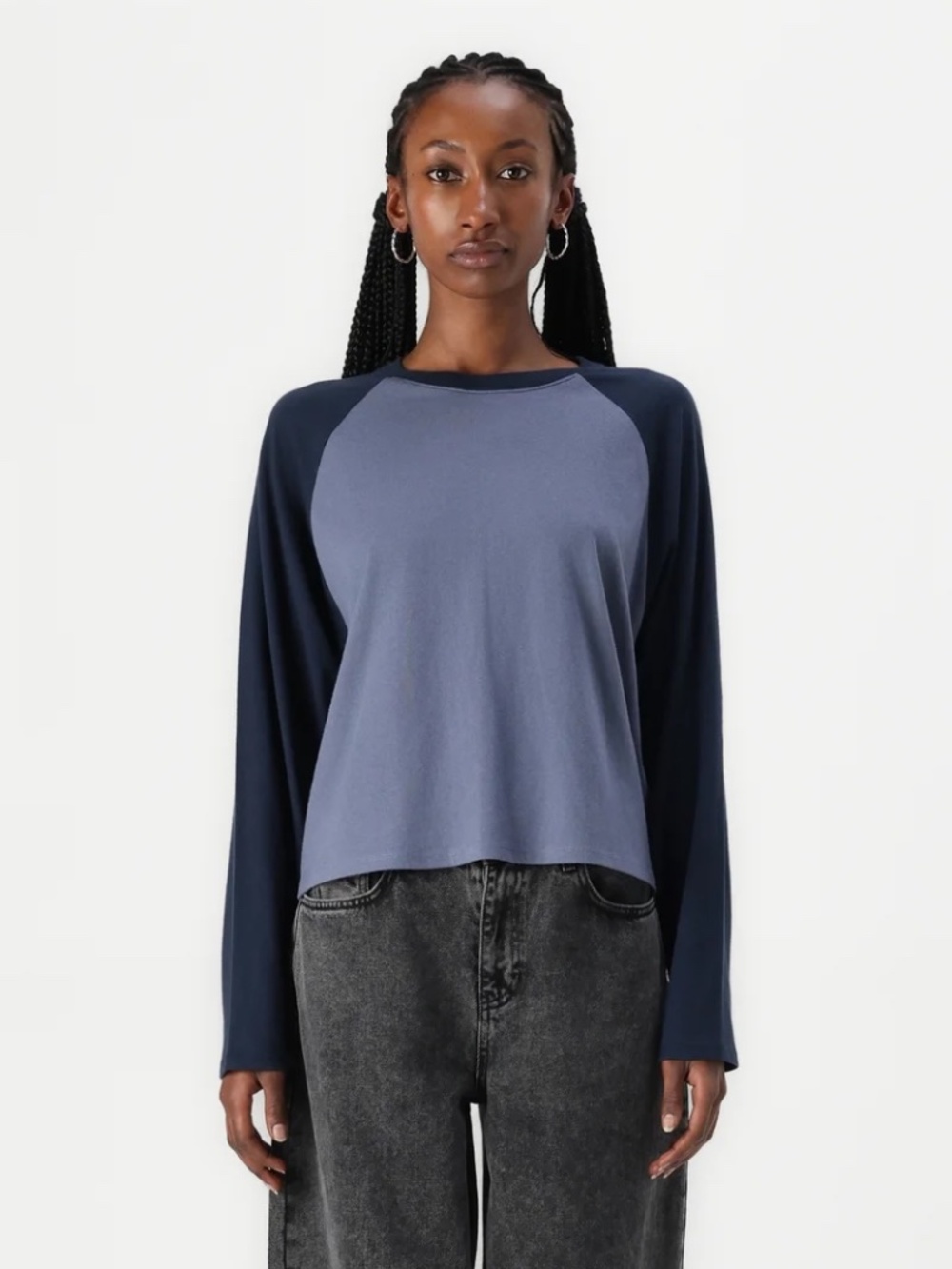 Hollister Easy Long-Sleeve Crew Top in Navy